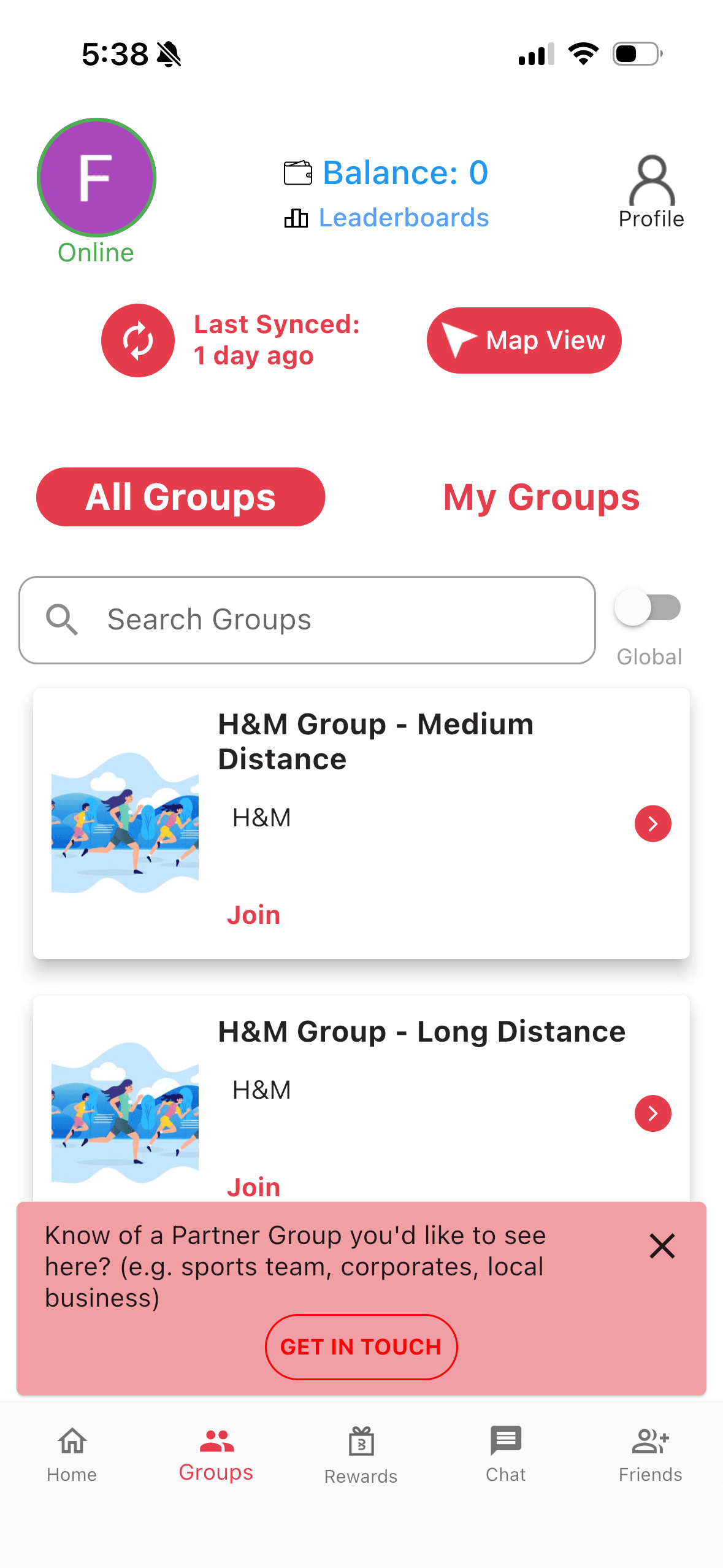 Bravera original home screen — cluttered red/green interface with offers